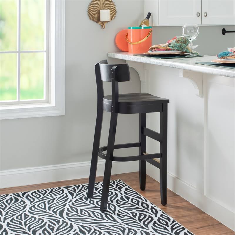 Solid Wood Set of Two Barstools in Black X47782